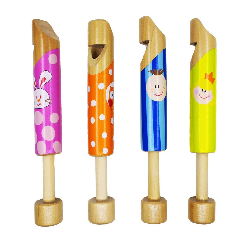 Fartime 4piece Set Wood Slide Whistle Toy Colorful Lovely Design Childrens Fun Music Toys 75 inches - Image 4