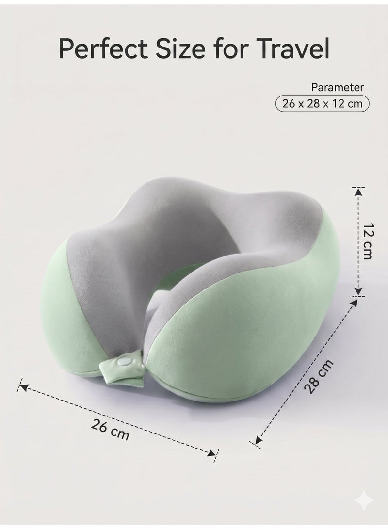 LUMYA Travel Pillow, Neck Pillow for Travel, 100% Pure Memory Foam Neck Pillow, 360 Degree Support with Cooling Fabric, Adjustable Strap, Machine Washable, Airplane Pillow with Storage Bag, Perfect for Sleeping Airplane, Car, Office,Home, and Travelling (Grey Green) - Image 3