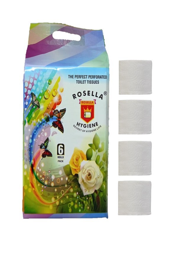 Rosella 4 ply Toilet Tissue Paper Roll Family Sanitary Rolls Thicker, Extra Soft & Highly Absorbent Perfect for Your Home and Office (Pack of 6 Rolls - 220 Sheets Per Roll) - Image 1