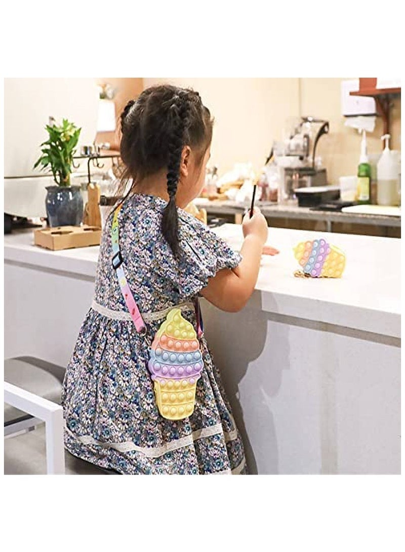 إستيل لعبة Pop Fidget Toys It Icecream حقيبة كتف Pop Fidget Toys It Purse Popper Push Bubble Fidget Sensory Stress Release Toys for Kids School Supplies Backpack حقيبة الظهر للبنات - Image 3