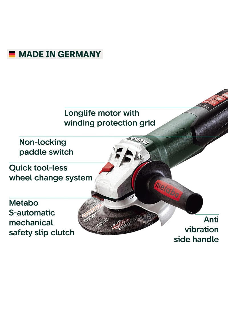 Metabo Metabo 6-Inch Angle Grinder, 13.5 Amp, 9,600 RPM, Electronics, Non-locking Paddle Switch, Made in Germany, WEP 15-150 Quick, 600488420, Green  - Image 3