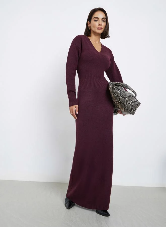 ستايلي فستان طويل سويتر بأكمام طويلة