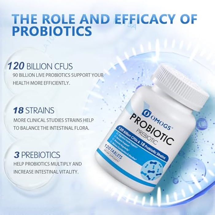 OMOGS Probiotics 120 Billion CFUs 18 Strains,with 3 Organic Prebiotics & Vitamin C,Nutritional Supplement for Women,Men & Kids,Support Metabolism,Immunity and Digestive Health,Non-GMO, 120 Tablets - Image 3