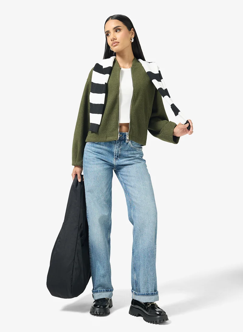 جينجر جاكيت بومبر صوف بسحاب