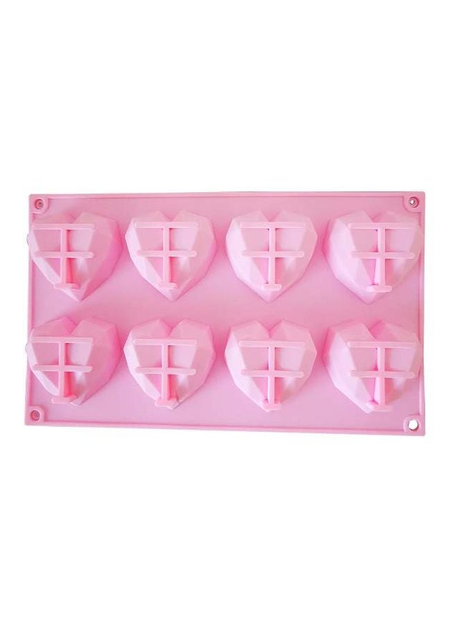 asmat 8-Cavity 3D Heart Shaped Mould Pink 30x17cm - Image 1