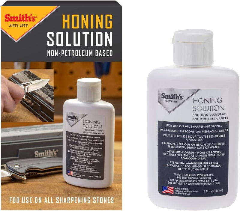 Smiths HON1 Honing Solution - 4oz Bottle - Lubricate Sharpening Stones - Built-In Stone Cleaning Agents & Rust Inhibitors - Oil for Tool & Knife Sharpening Stone - Prevents Clogged Pores - Image 1