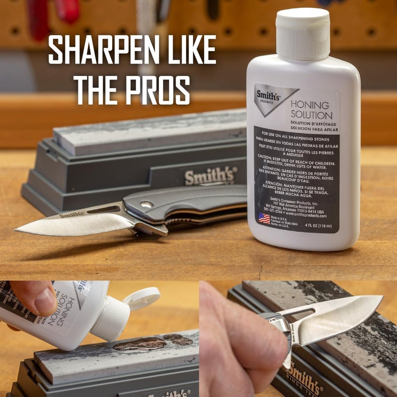 Smiths HON1 Honing Solution - 4oz Bottle - Lubricate Sharpening Stones - Built-In Stone Cleaning Agents & Rust Inhibitors - Oil for Tool & Knife Sharpening Stone - Prevents Clogged Pores - Image 2