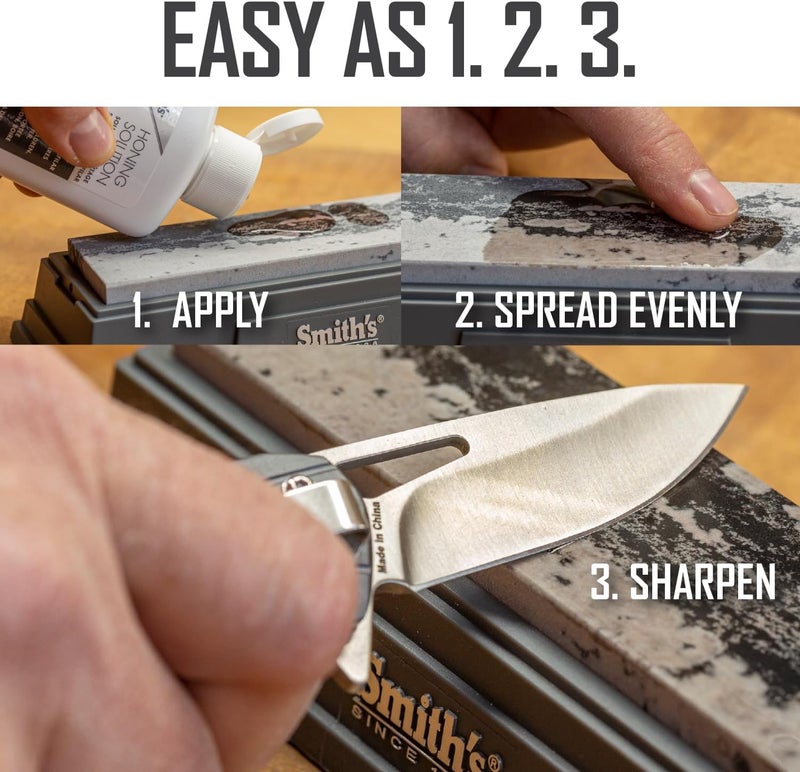 Smiths HON1 Honing Solution - 4oz Bottle - Lubricate Sharpening Stones - Built-In Stone Cleaning Agents & Rust Inhibitors - Oil for Tool & Knife Sharpening Stone - Prevents Clogged Pores - Image 4