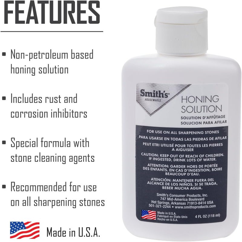 Smiths HON1 Honing Solution - 4oz Bottle - Lubricate Sharpening Stones - Built-In Stone Cleaning Agents & Rust Inhibitors - Oil for Tool & Knife Sharpening Stone - Prevents Clogged Pores - Image 3