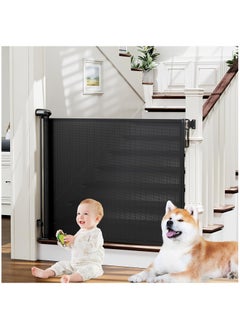 NNEWVANTE Retractable Baby Gates for Stairs, Retractable Dog Gate Indoor Extends to 54" Wide 34" Tall, Child Gates for Doorways, Stair Gate Use for Outdoor, Indoor, Hallways, Doorways, Deck, Porch  - Image 1