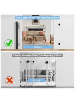 NNEWVANTE Retractable Baby Gates for Stairs, Retractable Dog Gate Indoor Extends to 54" Wide 34" Tall, Child Gates for Doorways, Stair Gate Use for Outdoor, Indoor, Hallways, Doorways, Deck, Porch  - Image 4