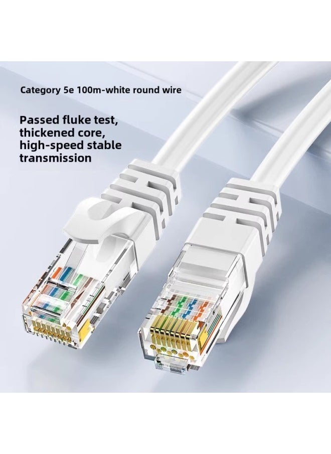 Generic Network Cable Apron Super Category 6 Super Category 5 Double Shielded Gigabit Home 10 Gigabit Computer Broadband Router Finished Network Cable-Color:【category 5 Tested】 White 100m Transmission-Line  - Image 1
