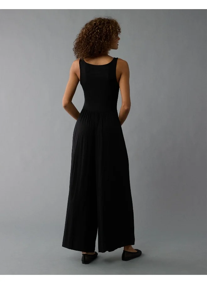 American Eagle AE Knit High Neck V-Waist Jupmsuit