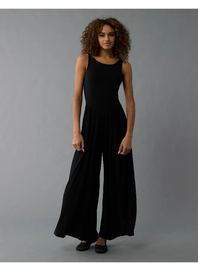 American Eagle AE Knit High Neck V-Waist Jupmsuit