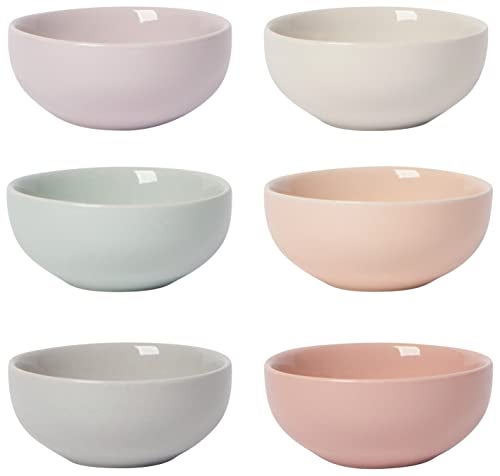 Now Designs Pastel Ceramic Pinch Bowl Set Soy Sauce Dish Set of 6 2 oz