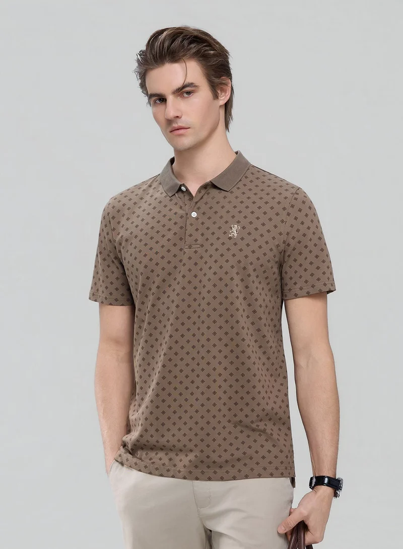 Men’s Slim Pique Polo with Pattern Print