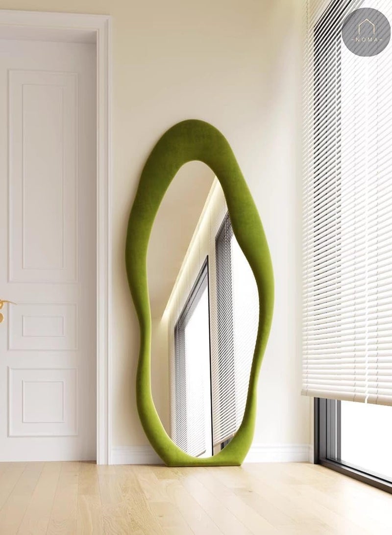ديكور هيلز مرآة حائطية كاملة الطول بتصميم مموج غير منتظم، مقاس 60×160 سم، إطار بيضاوي متعدد الألوان، لمسة جمالية لغرفة المعيشة، غرفة النوم، المدخل، مرآة ديكور منزلي عصري وجميل  - Image 1