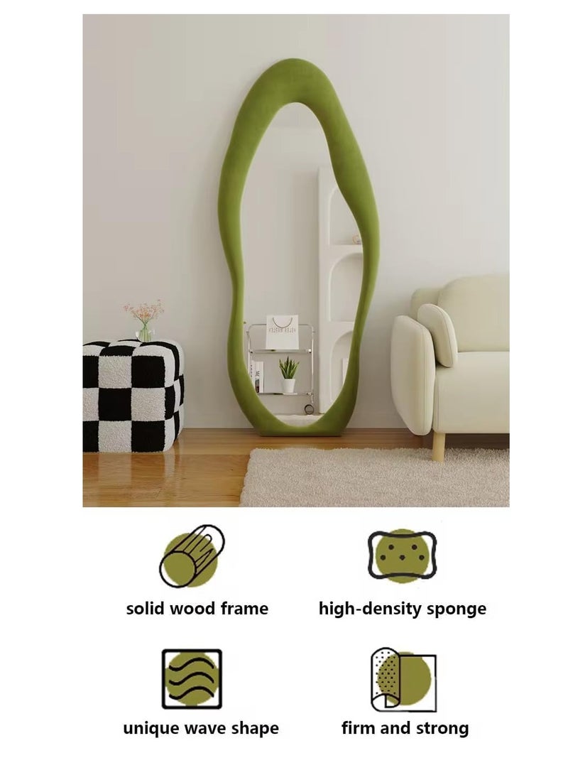 ديكور هيلز مرآة حائطية كاملة الطول بتصميم مموج غير منتظم، مقاس 60×160 سم، إطار بيضاوي متعدد الألوان، لمسة جمالية لغرفة المعيشة، غرفة النوم، المدخل، مرآة ديكور منزلي عصري وجميل  - Image 2