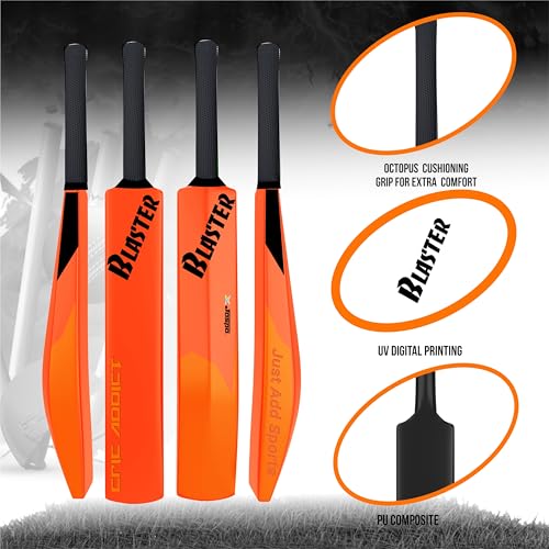 Jaspo Cric Addict Blaster Plastic Cricket Bat Size 5 for Kids,Juniors,Youth,Children (Bat Height-30 Inches) (Orange, Plastic Bat Size-5) - Image 3