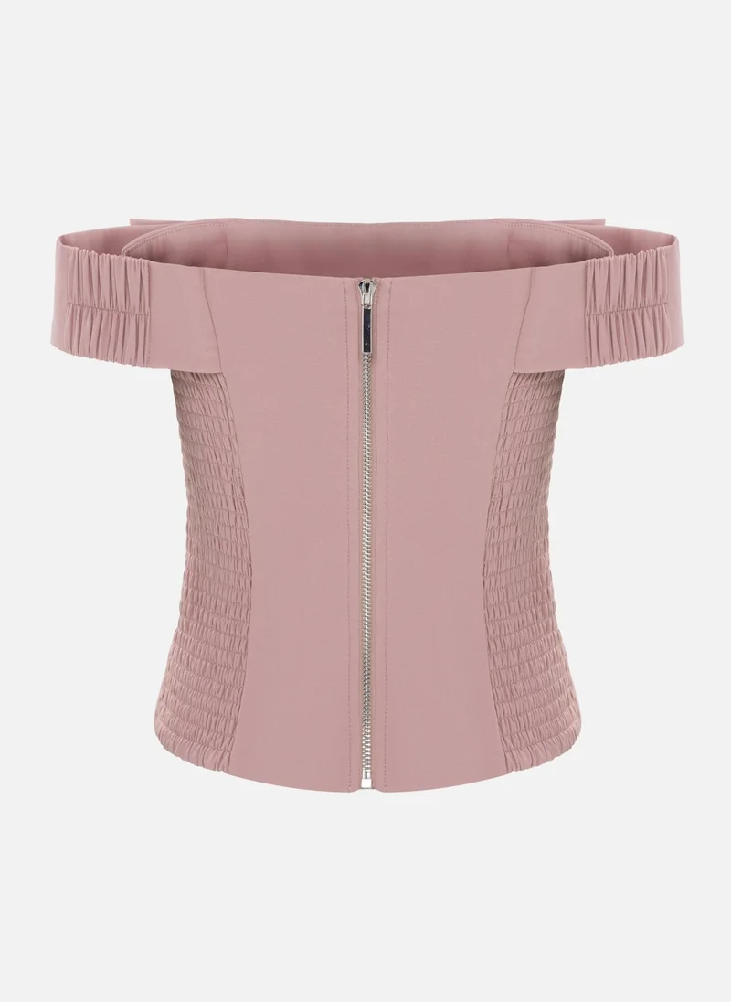Lichi  Corset top with open shoulders and frontal bow for Women | Best Price UAE
