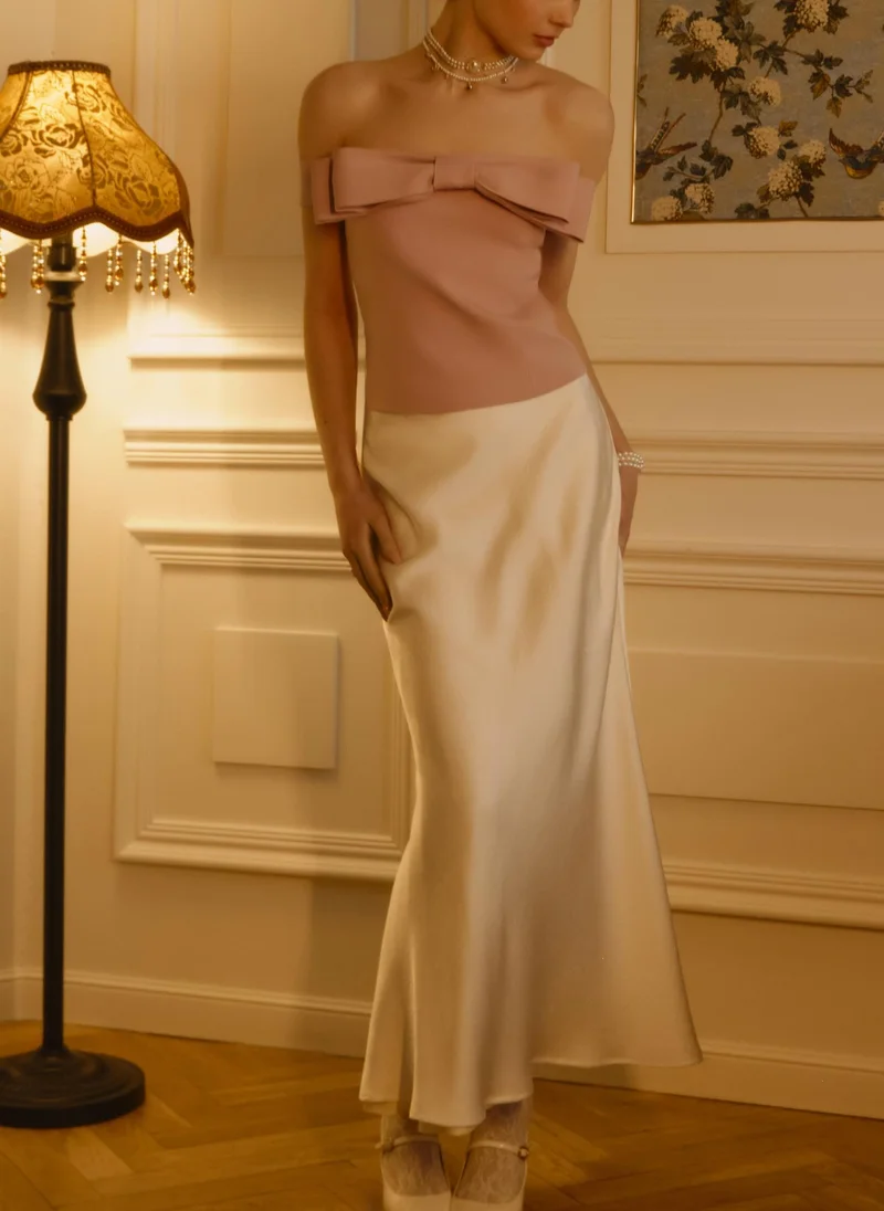 Lichi  Corset top with open shoulders and frontal bow for Women | Best Price UAE