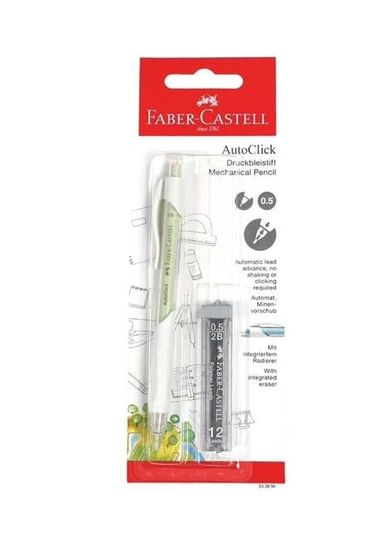 FABER-CASTELL قلم رصاص ميكانيكي أوتوماتيكي قطعة واحدة 0.5 مم مع عبوة من 2B رصاص - Image 1