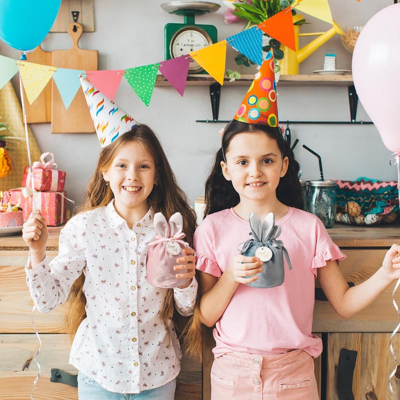 HASTHIP® Gift Bags Bunny Ear Candy Bag Soft Velvet Drawstring Pouches Reusable Jewelry & Treat Gifting Bags for Return Gifts Party Favor Bag for Birthday Children's Day - Image 5