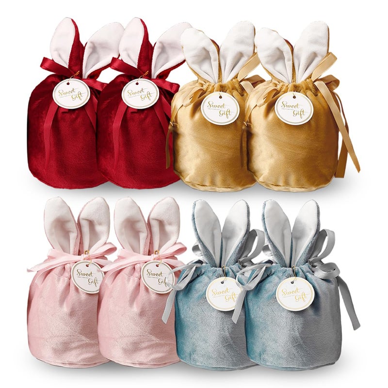 HASTHIP® Gift Bags Bunny Ear Candy Bag Soft Velvet Drawstring Pouches Reusable Jewelry & Treat Gifting Bags for Return Gifts Party Favor Bag for Birthday Children's Day - Image 1