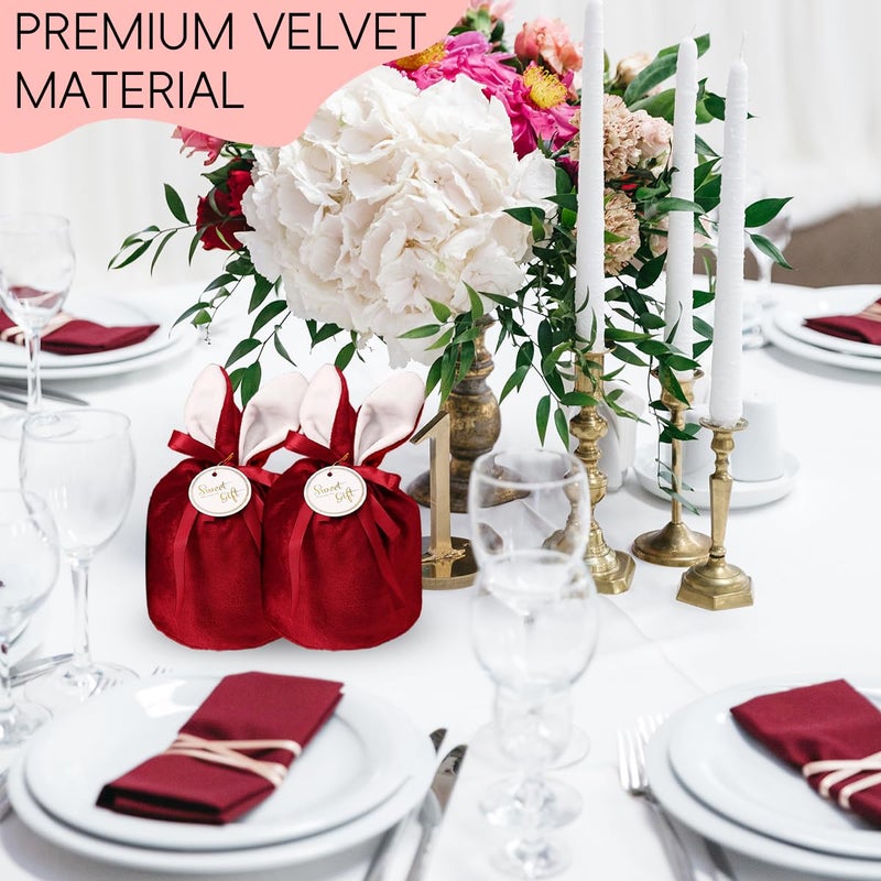 HASTHIP® Gift Bags Bunny Ear Candy Bag Soft Velvet Drawstring Pouches Reusable Jewelry & Treat Gifting Bags for Return Gifts Party Favor Bag for Birthday Children's Day - Image 4