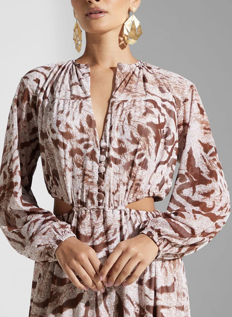 جولدن ابل Cut Out Printed Dress