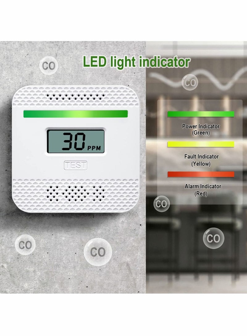 Captaintech Carbon Monoxide Detectors, CO Alarm Detector Device with LCD Digital Display for Travel RV Home, Portable Electrochemical Sensor, Battery Powered - Image 2