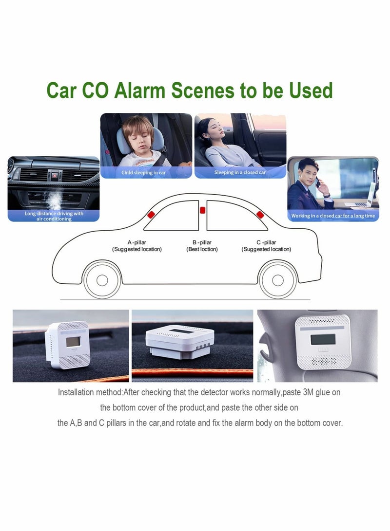 Captaintech Carbon Monoxide Detectors, CO Alarm Detector Device with LCD Digital Display for Travel RV Home, Portable Electrochemical Sensor, Battery Powered - Image 4