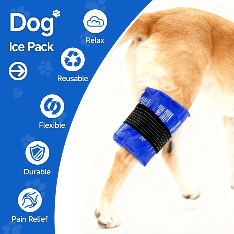 Fevbcnrj Dog Gel Ice Packs, Reusable Hot and Cold Ice Packs for Dog Injuries, Joint Pain, Muscle Soreness, Pain Relief, Post-Surgery Recovery, Adjustable Pet Gel Wrap for Dog's Knees, Back and Shoulders - Image 2