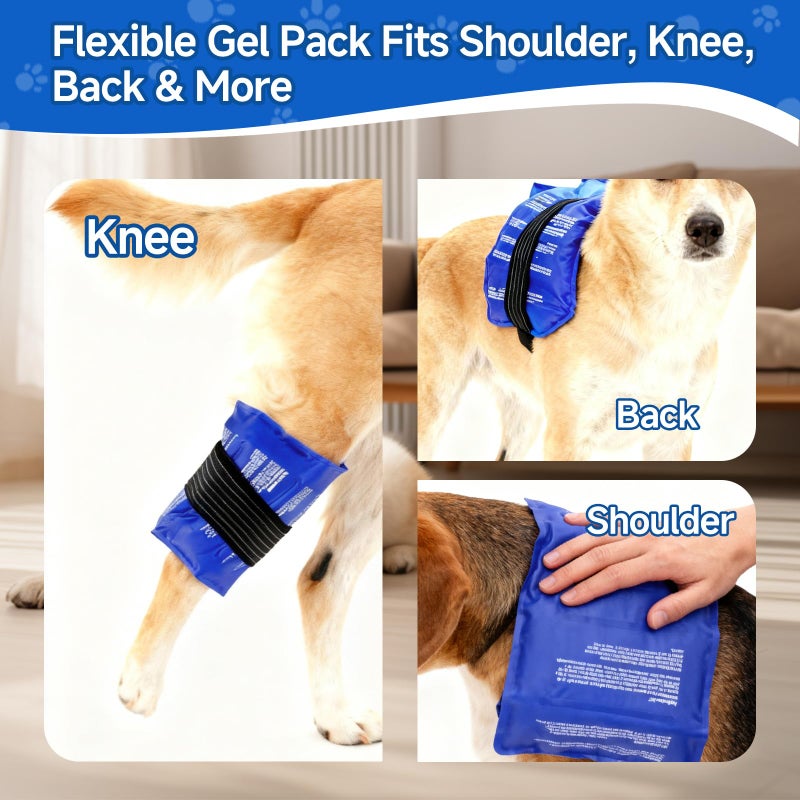 Fevbcnrj Dog Gel Ice Packs, Reusable Hot and Cold Ice Packs for Dog Injuries, Joint Pain, Muscle Soreness, Pain Relief, Post-Surgery Recovery, Adjustable Pet Gel Wrap for Dog's Knees, Back and Shoulders - Image 5