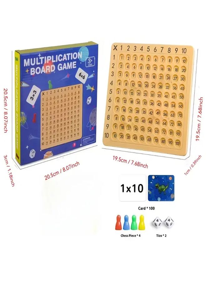 لوحة لعبة الضرب التسعة والتسعين مع ١٠٠ بطاقة و٤ رموز ونردتين - أداة تعلم الرياضيات - Image 3