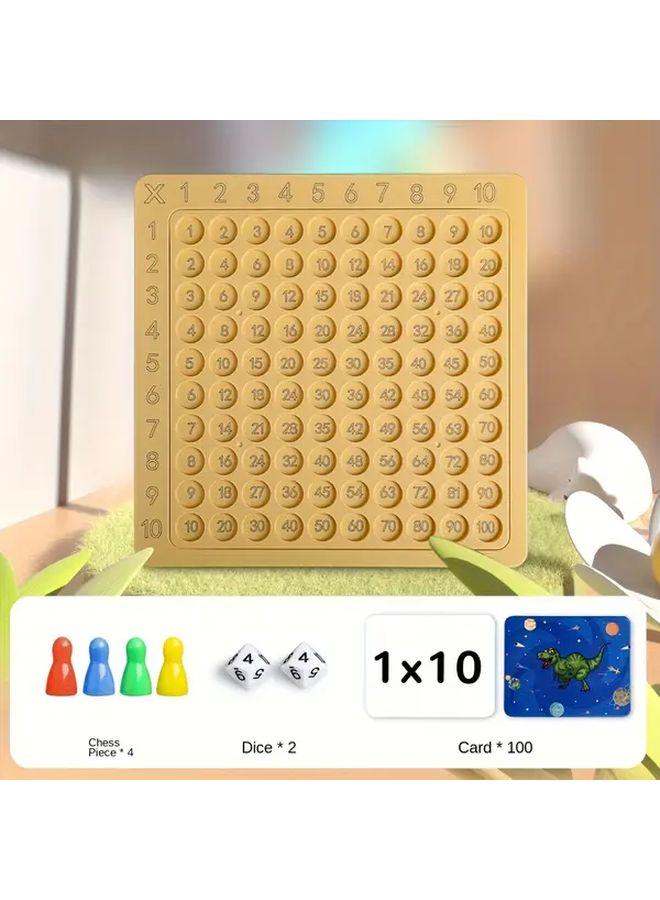 لوحة لعبة الضرب التسعة والتسعين مع ١٠٠ بطاقة و٤ رموز ونردتين - أداة تعلم الرياضيات - Image 1