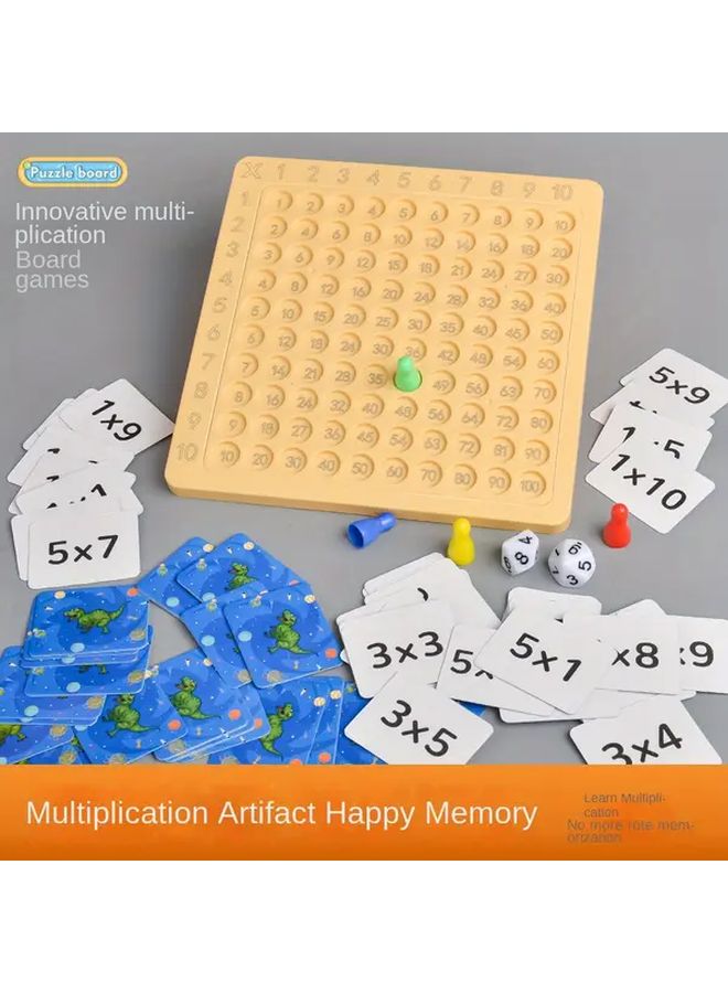 لوحة لعبة الضرب التسعة والتسعين مع ١٠٠ بطاقة و٤ رموز ونردتين - أداة تعلم الرياضيات - Image 5