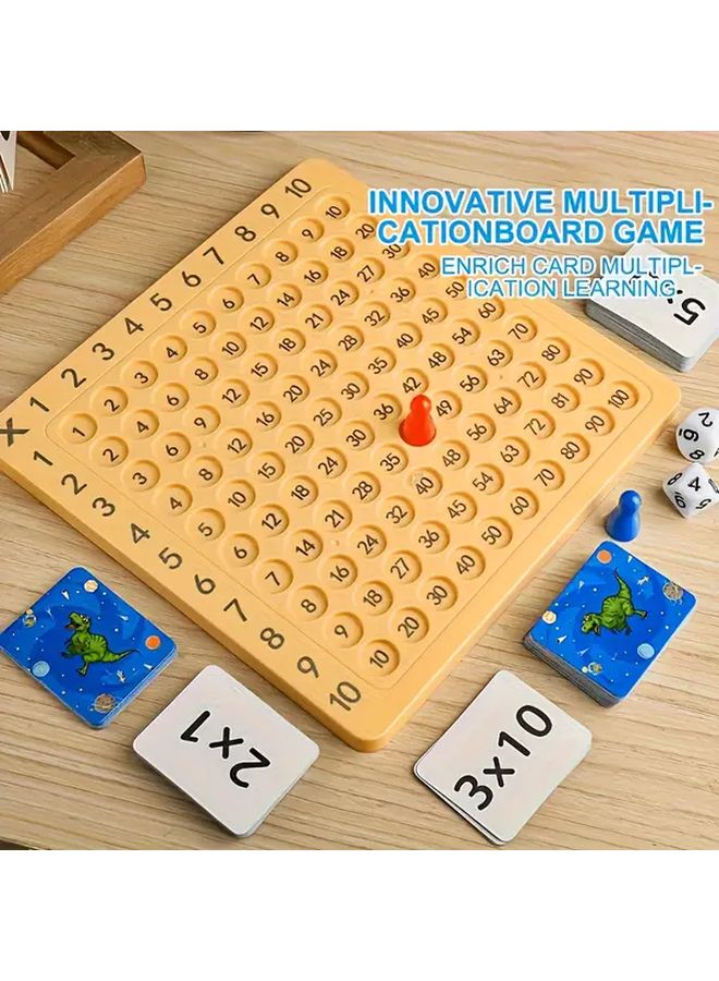 لوحة لعبة الضرب التسعة والتسعين مع ١٠٠ بطاقة و٤ رموز ونردتين - أداة تعلم الرياضيات - Image 4