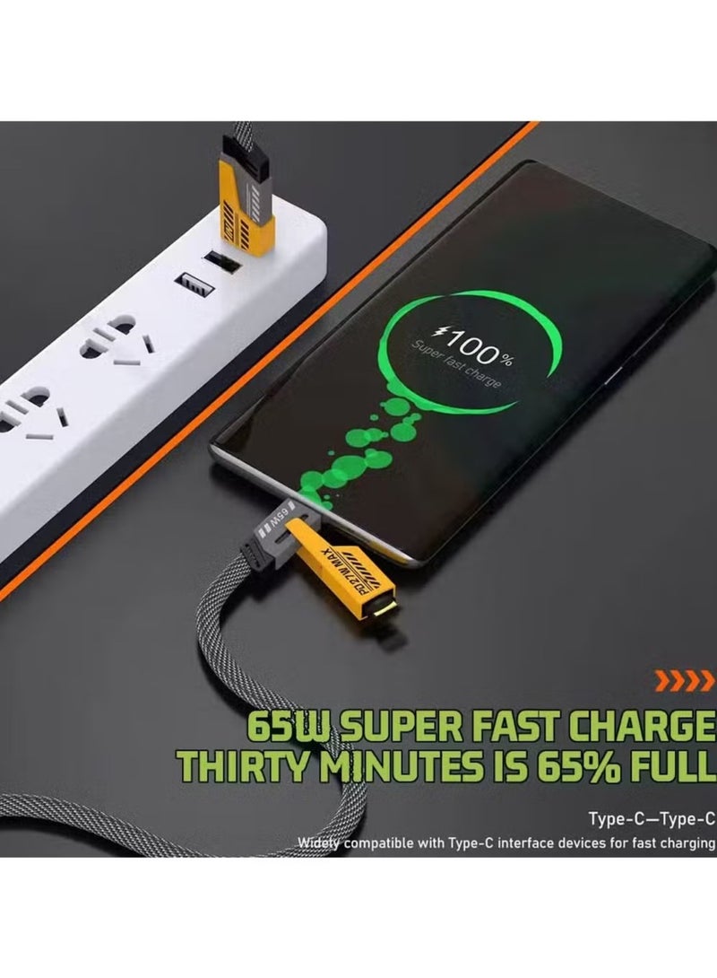 Start 4 in 1 USB C to USB C Fast Charging Cable (65W) with Built-in USB A and Lightning Connector (27W), Flat and Fast Charging Cable - Image 3