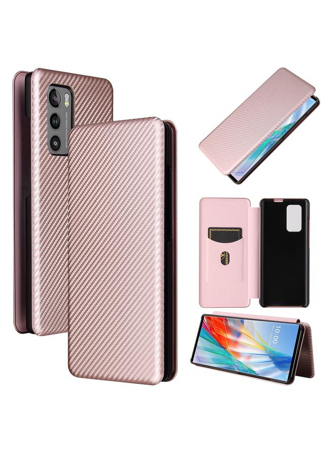 The Bros Case For LG Wing 5G Carbon Fiber Texture Horizontal Flip TPU + PC + PU Leather Case with Card Slot