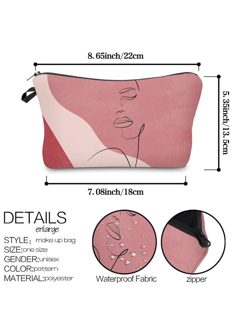 ORiTi Figure Graphic Makeup Bag, Travel Portable Makeup Case Small, Cosmetic Zipper Bag Waterproof For Purse Mini Women Cute Travelling Accesories Pouch For Ladies,Abstract Girl Pattern  - Image 3