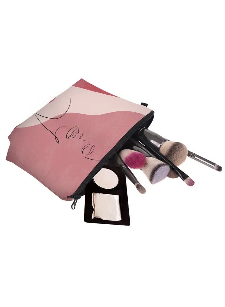ORiTi Figure Graphic Makeup Bag, Travel Portable Makeup Case Small, Cosmetic Zipper Bag Waterproof For Purse Mini Women Cute Travelling Accesories Pouch For Ladies,Abstract Girl Pattern  - Image 4