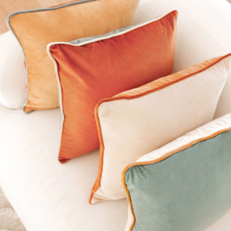 MONDAY MOOSE Decorative Throw Pillow Covers Cushion Cases  Set of 4 Soft Velvet Modern Double-Sided Designs  Mix and Match for Home Decor  Pillow Inserts Not Included (14x14 inch  Orange/Teal) - Image 5
