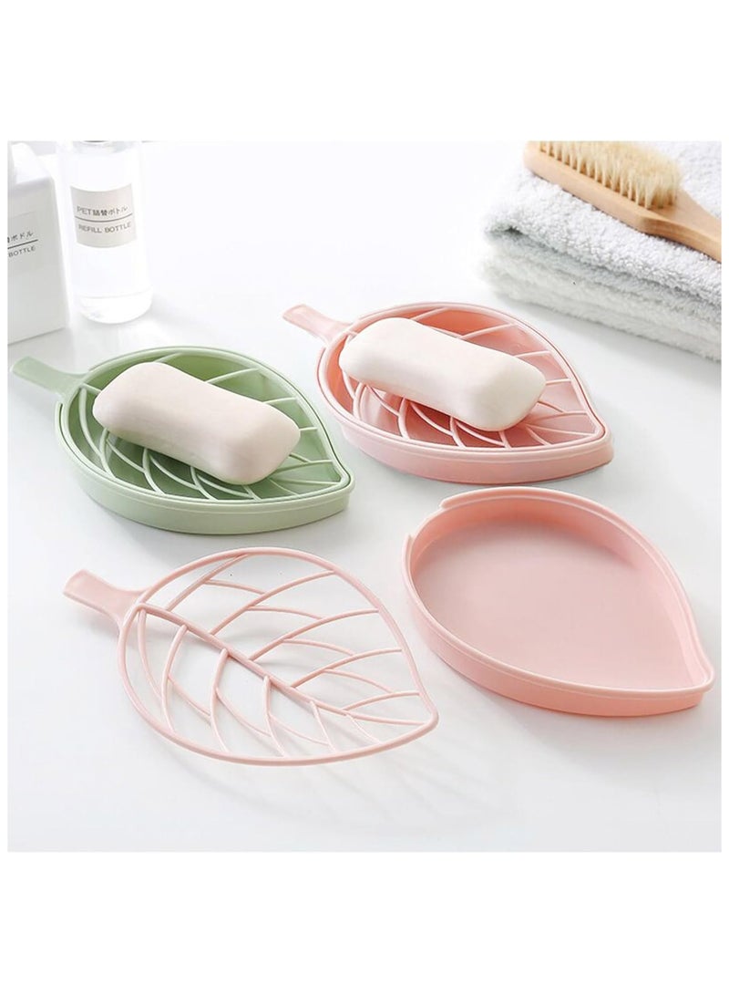 2 Pieces Plastic Soap Dish, Leakproof Bar Soap Holder, Soap Box with Water Reservoir, Portable Travel Soap Case, Soap Tray Easy Cleaning, Soap Dishes for Bathroom, Shower, Kitchen(Pink,Green) - Image 2