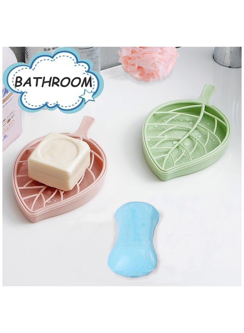 2 Pieces Plastic Soap Dish, Leakproof Bar Soap Holder, Soap Box with Water Reservoir, Portable Travel Soap Case, Soap Tray Easy Cleaning, Soap Dishes for Bathroom, Shower, Kitchen(Pink,Green) - Image 3