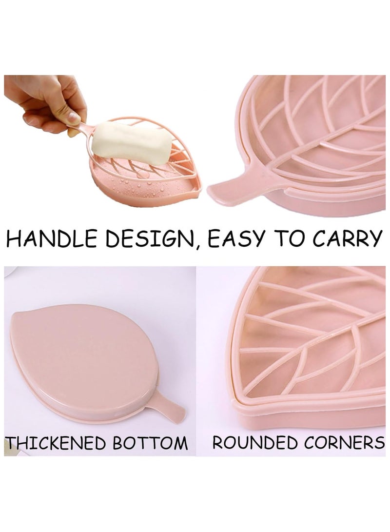 2 Pieces Plastic Soap Dish, Leakproof Bar Soap Holder, Soap Box with Water Reservoir, Portable Travel Soap Case, Soap Tray Easy Cleaning, Soap Dishes for Bathroom, Shower, Kitchen(Pink,Green) - Image 4