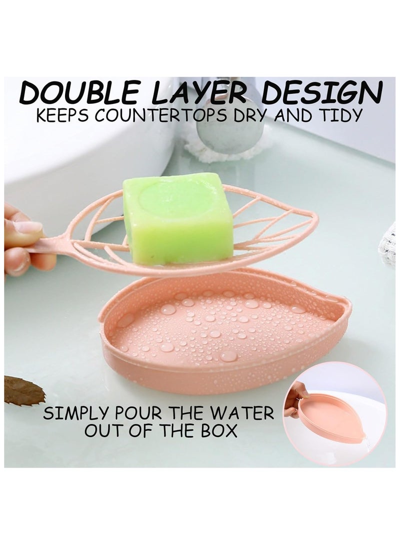 2 Pieces Plastic Soap Dish, Leakproof Bar Soap Holder, Soap Box with Water Reservoir, Portable Travel Soap Case, Soap Tray Easy Cleaning, Soap Dishes for Bathroom, Shower, Kitchen(Pink,Green) - Image 5