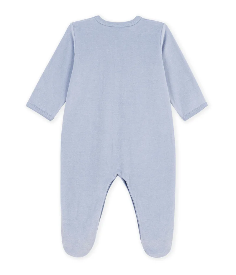 بيتي باتو Babies' Plain Velour Pyjama Suit With A Placed Design