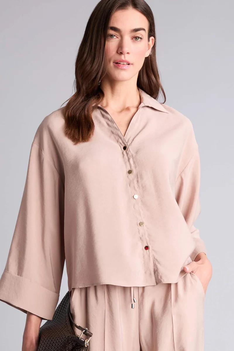 ديفاكتو Loose Fit Shirt Collar Sensual Long Sleeve Shirt