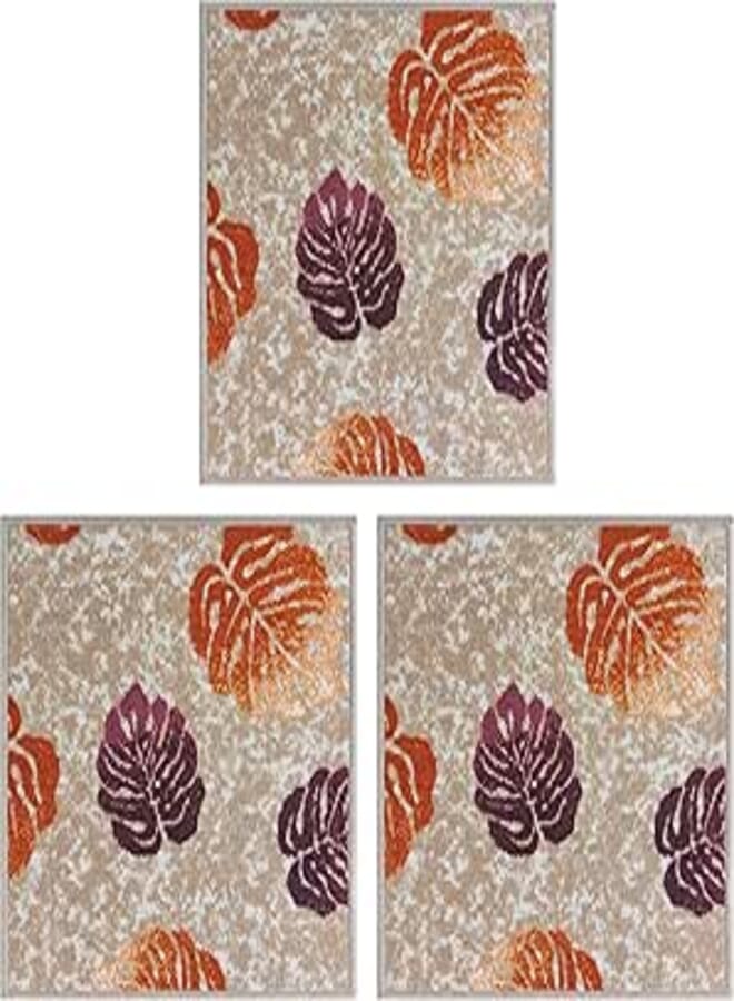 Mac Carpet Door Mat (Set of 3 Pieces, Beige, 50x50cm)